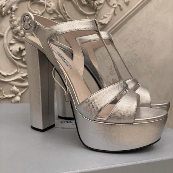 PRADA Silver Sandals Size 41 - Picture 3 of 11